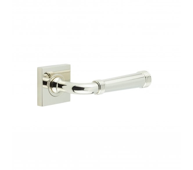 Burlington BUR35 Highgate Door Handle On Square Plain Rose - Polished Nickel