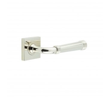 Burlington BUR35 Highgate Door Handle On Square Plain Rose - Polished Nickel