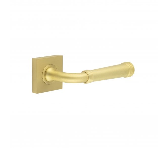 Burlington BUR35 Highgate Door Handle On Square Plain Rose - Satin Brass