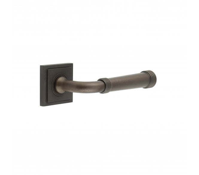 Burlington BUR35 Highgate Door Handle On Square Stepped Rose - Dark Bronze