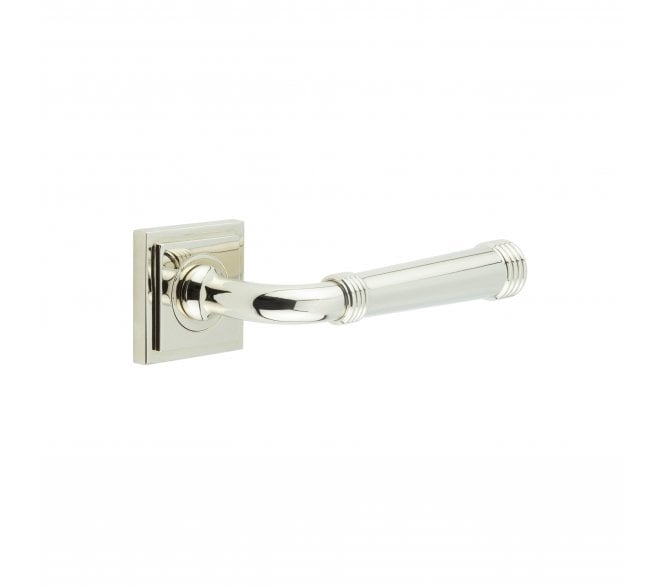 Burlington BUR35 Highgate Door Handle On Square Stepped Rose - Polished Nickel