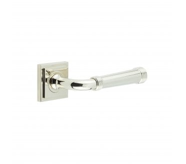 Burlington BUR35 Highgate Door Handle On Square Stepped Rose - Polished Nickel
