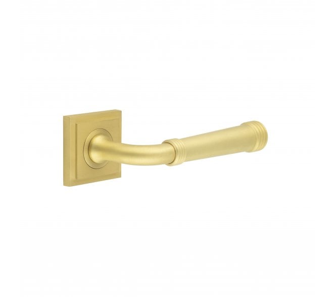 Burlington BUR35 Highgate Door Handle On Square Stepped Rose - Satin Brass