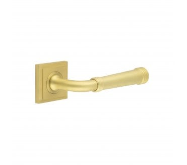 Burlington BUR35 Highgate Door Handle On Square Stepped Rose - Satin Brass