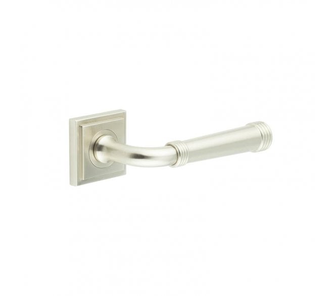 Burlington BUR35 Highgate Door Handle On Square Stepped Rose - Satin Nickel