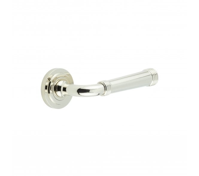 Burlington BUR35 Highgate Door Handle On Stepped Rose - Polished Nickel