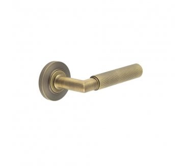 Burlington BUR40 Piccadilly Door Handle On Chamfered Rose - Antique Brass