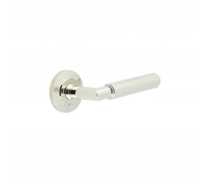 Burlington BUR40 Piccadilly Door Handle On Chamfered Rose - Polished Nickel