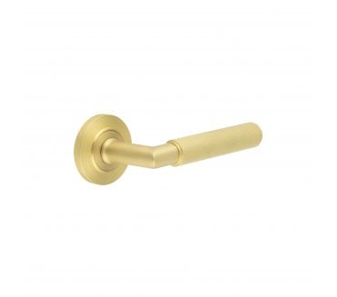 Burlington BUR40 Piccadilly Door Handle On Chamfered Rose - Satin Brass