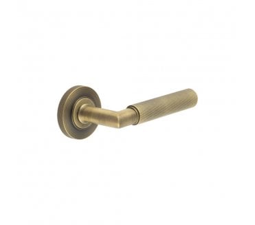 Burlington BUR40 Piccadilly Door Handle On Knurled Rose - Antique Brass