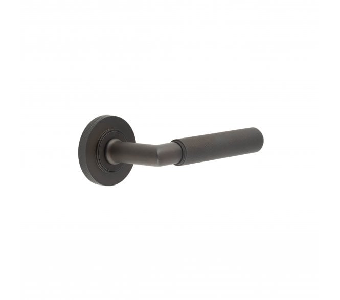 Burlington BUR40 Piccadilly Door Handle On Knurled Rose - Dark Bronze