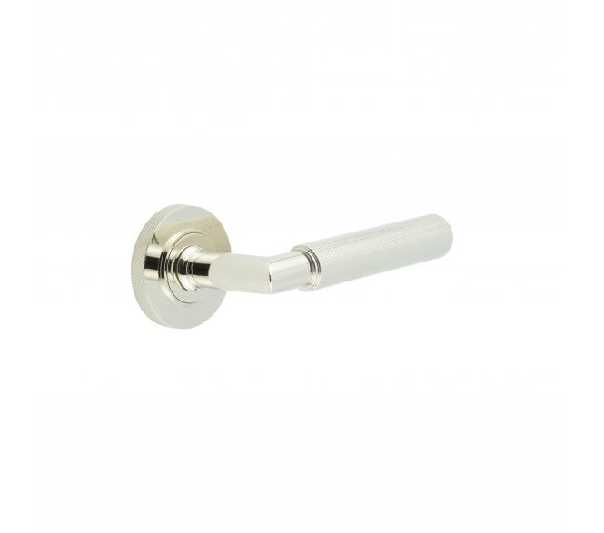 Burlington BUR40 Piccadilly Door Handle On Knurled Rose - Polished Nickel