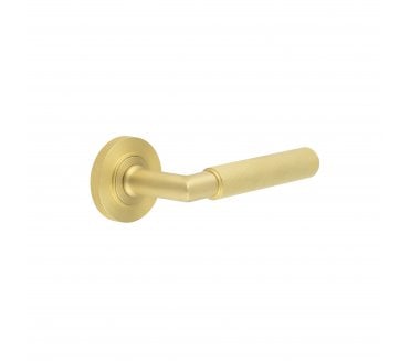 Burlington BUR40 Piccadilly Door Handle On Knurled Rose - Satin Brass
