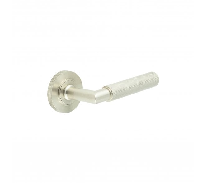 Burlington BUR40 Piccadilly Door Handle On Knurled Rose - Satin Nickel