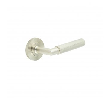 Burlington BUR40 Piccadilly Door Handle On Knurled Rose - Satin Nickel
