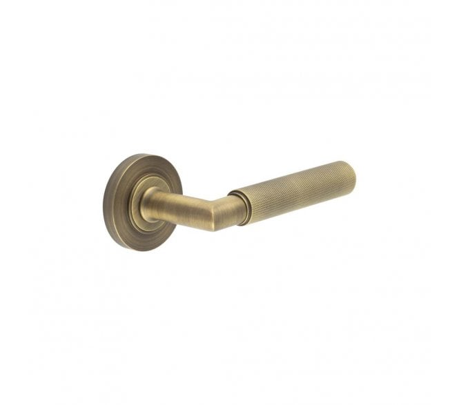 Burlington BUR40 Piccadilly Door Handle On Plain Rose - Antique Brass