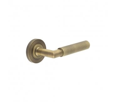 Burlington BUR40 Piccadilly Door Handle On Plain Rose - Antique Brass