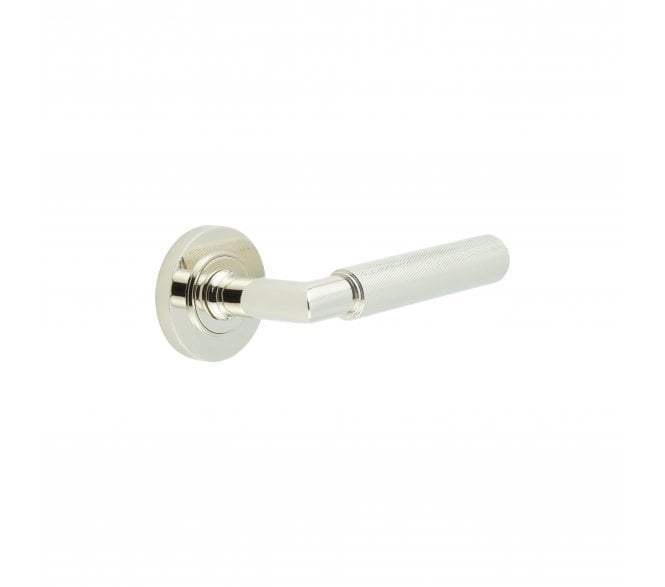Burlington BUR40 Piccadilly Door Handle On Plain Rose - Polished Nickel