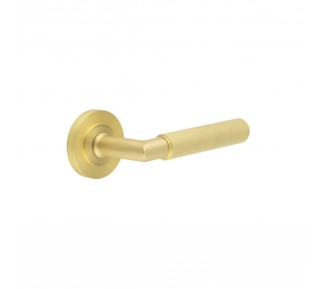 Burlington BUR40 Piccadilly Door Handle On Plain Rose - Satin Brass