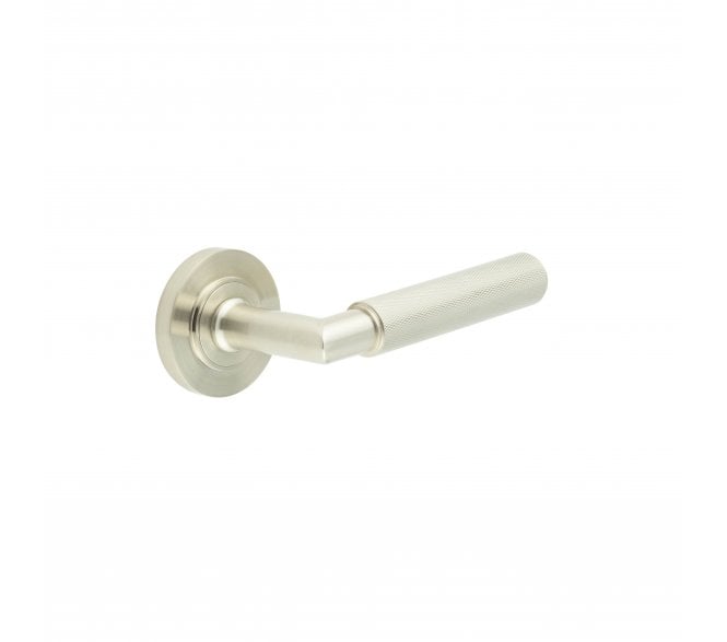 Burlington BUR40 Piccadilly Door Handle On Plain Rose - Satin Nickel