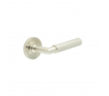 Burlington BUR40 Piccadilly Door Handle On Plain Rose - Satin Nickel