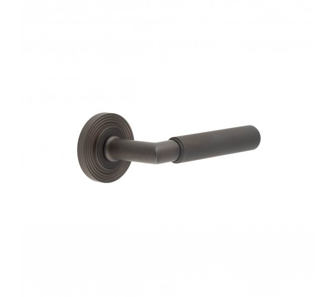 Burlington BUR40 Piccadilly Door Handle On Reeded Rose - Dark Bronze