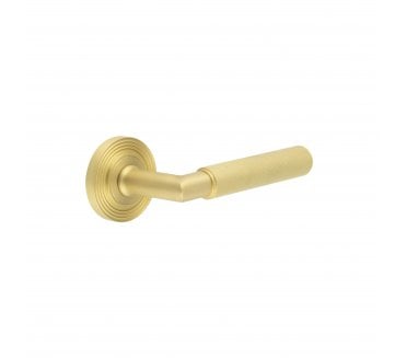 Burlington BUR40 Piccadilly Door Handle On Reeded Rose - Satin Brass