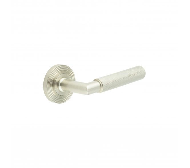 Burlington BUR40 Piccadilly Door Handle On Reeded Rose - Satin Nickel