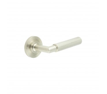 Burlington BUR40 Piccadilly Door Handle On Reeded Rose - Satin Nickel
