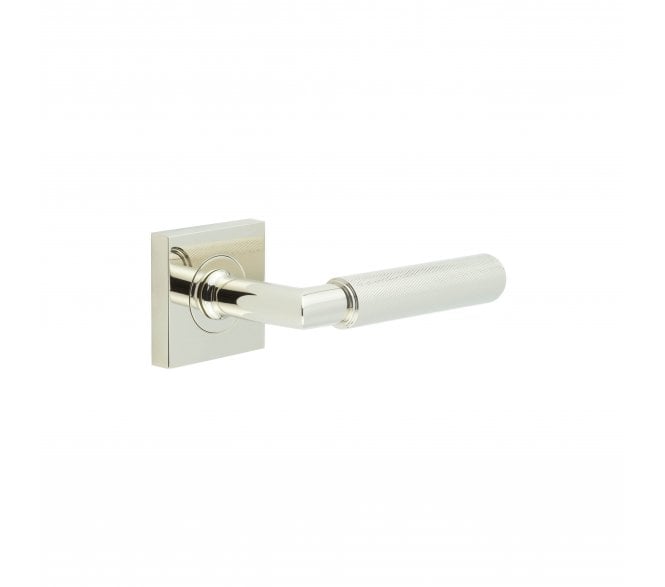Burlington BUR40 Piccadilly Door Handle On Square Plain Rose - Polished Nickel