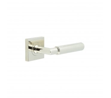 Burlington BUR40 Piccadilly Door Handle On Square Plain Rose - Polished Nickel