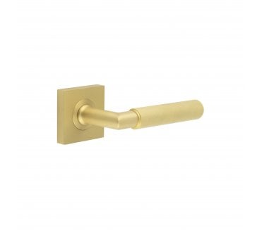 Burlington BUR40 Piccadilly Door Handle On Square Plain Rose - Satin Brass