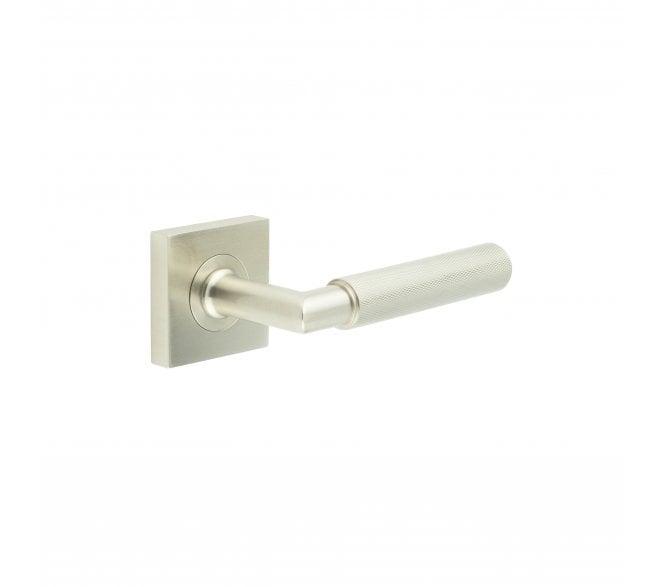 Burlington BUR40 Piccadilly Door Handle On Square Plain Rose - Satin Nickel