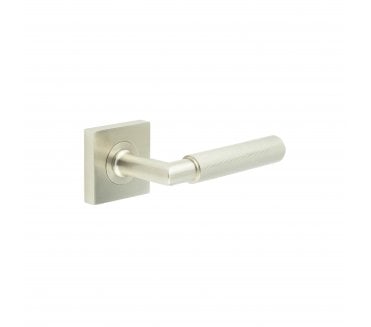 Burlington BUR40 Piccadilly Door Handle On Square Plain Rose - Satin Nickel