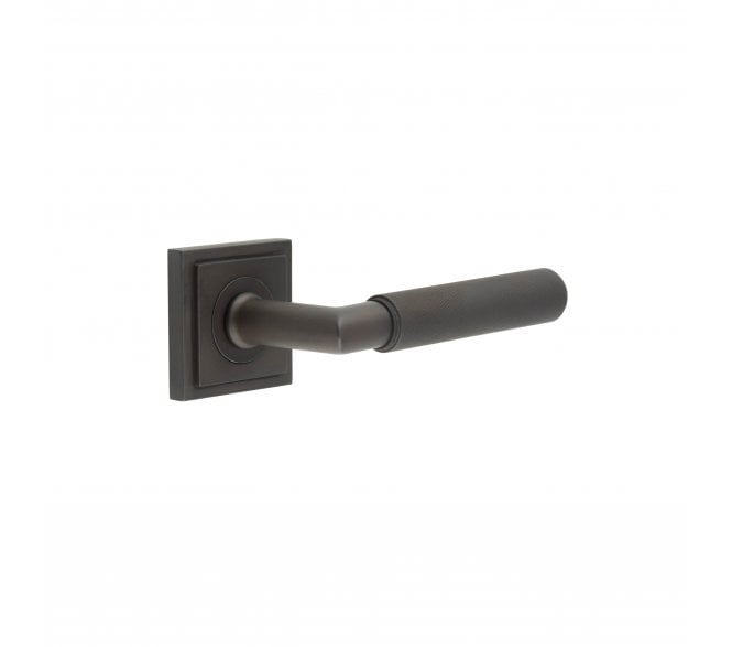 Burlington BUR40 Piccadilly Door Handle On Square Stepped Rose - Dark Bronze