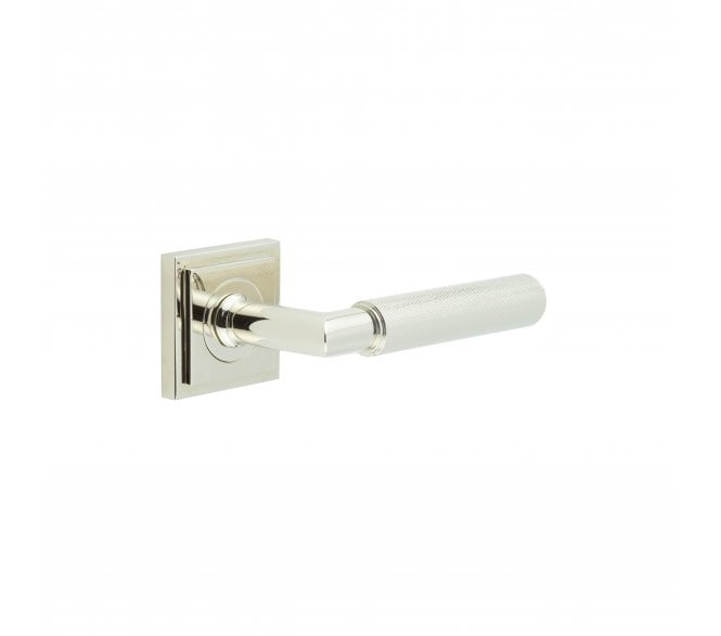 Burlington BUR40 Piccadilly Door Handle On Square Stepped Rose - Polished Nickel