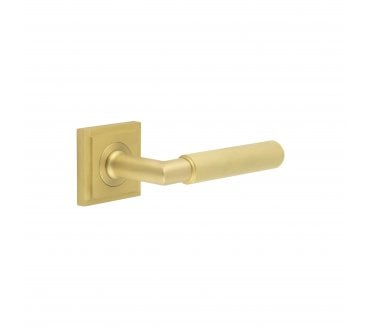 Burlington BUR40 Piccadilly Door Handle On Square Stepped Rose - Satin Brass