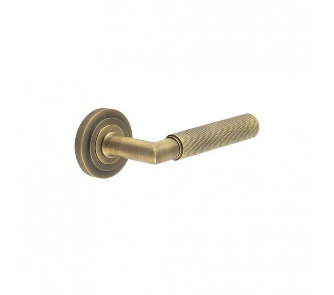Burlington BUR40 Piccadilly Door Handle On Stepped Rose - Antique Brass