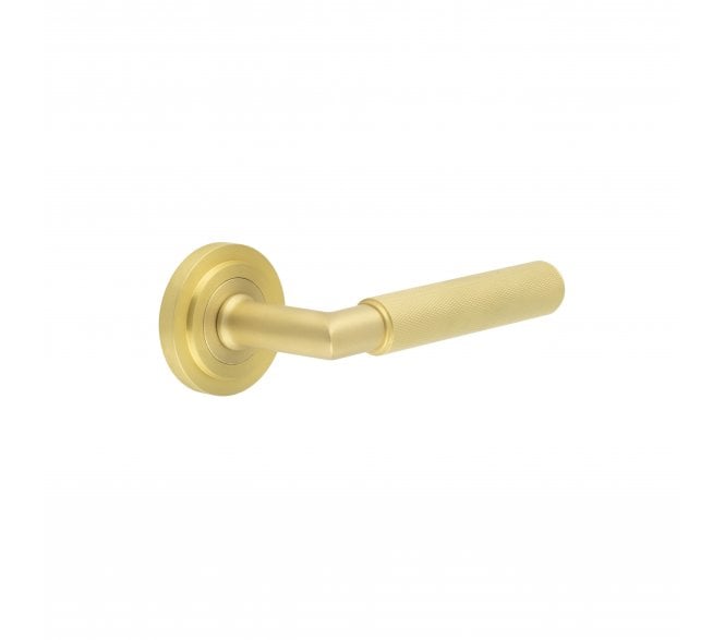 Burlington BUR40 Piccadilly Door Handle On Stepped Rose - Satin Brass