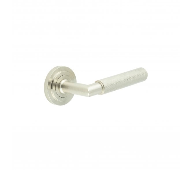 Burlington BUR40 Piccadilly Door Handle On Stepped Rose - Satin Nickel