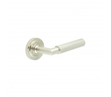 Burlington BUR40 Piccadilly Door Handle On Stepped Rose - Satin Nickel