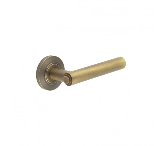 Burlington BUR45 Richmond Door Handle On Chamfered Rose - Antique Brass