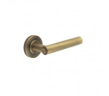 Burlington BUR45 Richmond Door Handle On Knurled Rose - Antique Brass