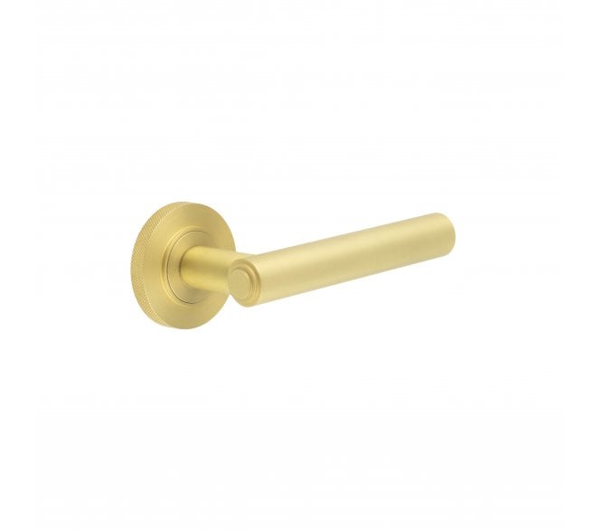 Burlington BUR45 Richmond Door Handle On Knurled Rose - Satin Brass