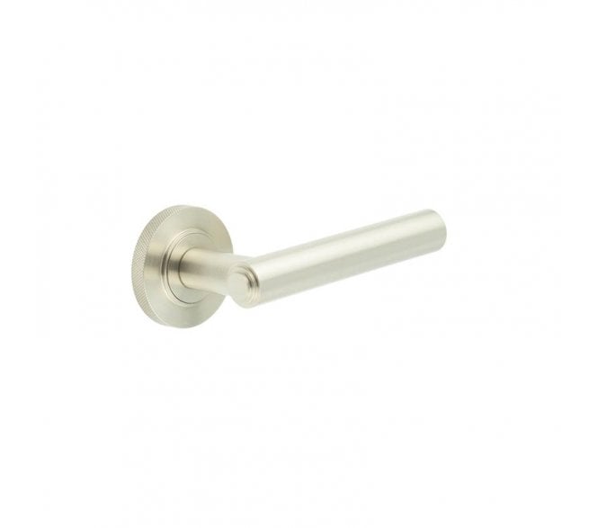 Burlington BUR45 Richmond Door Handle On Knurled Rose - Satin Nickel
