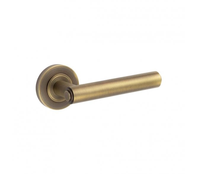 Burlington BUR45 Richmond Door Handle On Plain Rose - Antique Brass