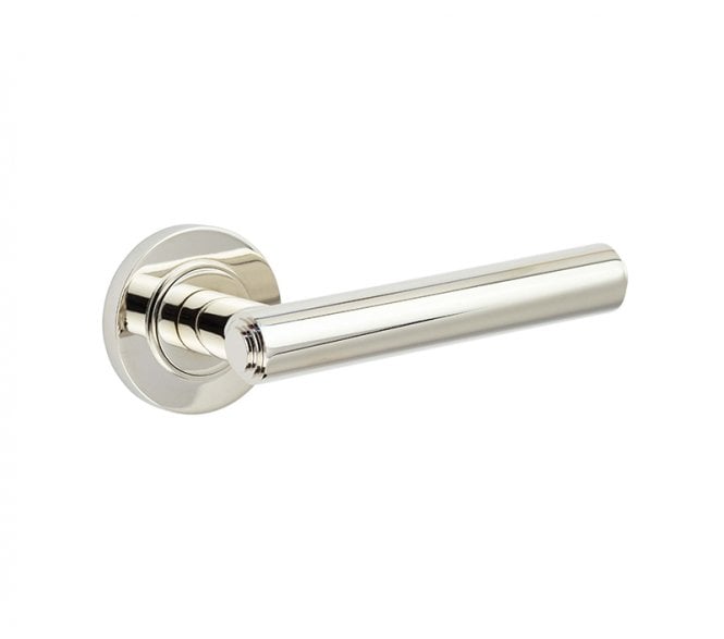 Burlington BUR45 Richmond Door Handle On Plain Rose - Polished Nickel