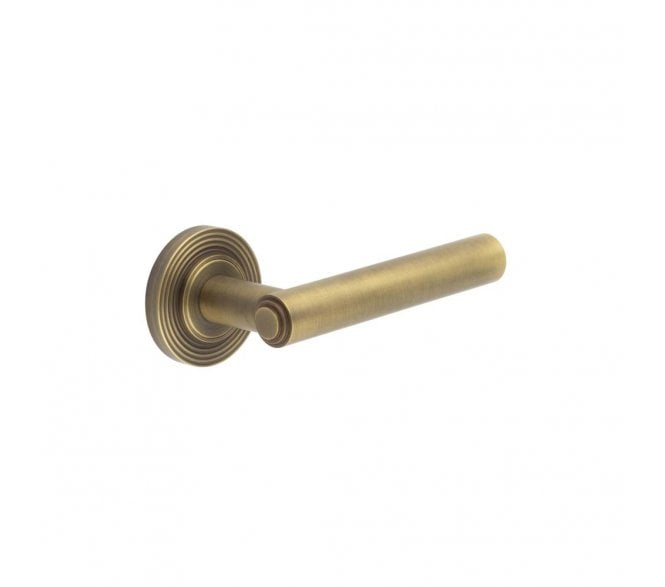 Burlington BUR45 Richmond Door Handle On Reeded Rose - Antique Brass