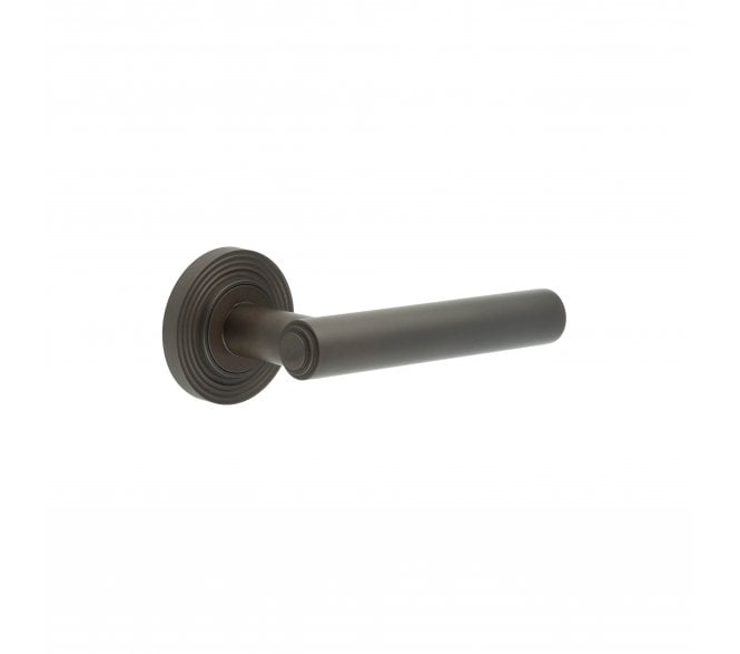 Burlington BUR45 Richmond Door Handle On Reeded Rose - Dark Bronze