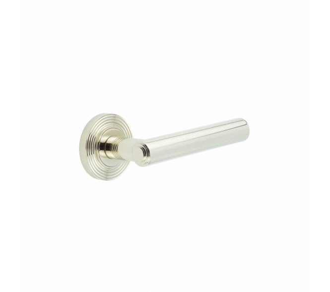 Burlington BUR45 Richmond Door Handle On Reeded Rose - Polished Nickel